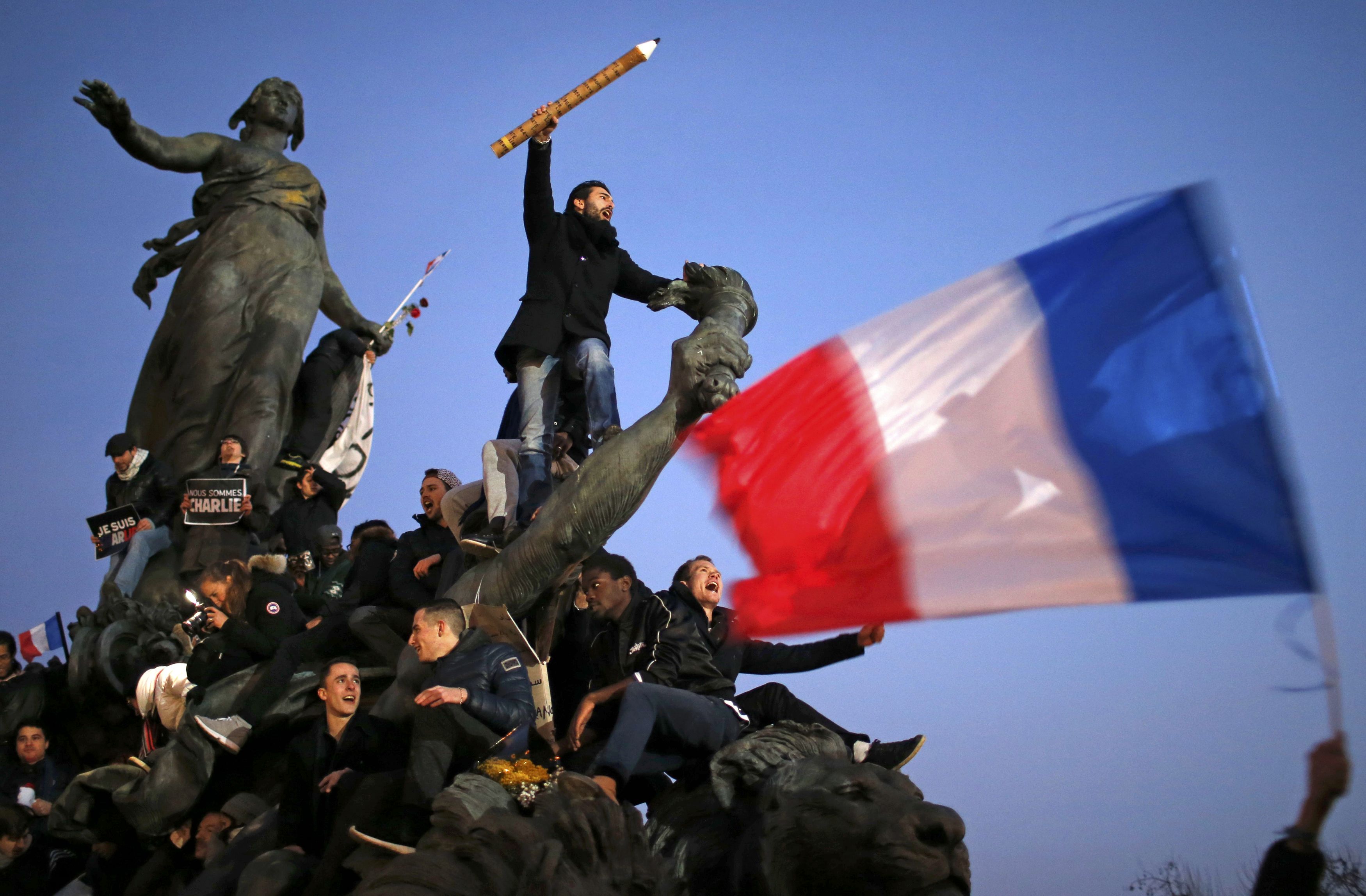Je Suis Charlie Demonstrators on the Place de la Nation