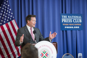 The Magyar Foundation in partnership with Pepperdine University host presentations of political science papers on US/Hungary relations at the National Press Club in Washington, DC. February 25, 2016. Former U.S. Congressmen and House Foreign Affairs Committee Member Connie Mack is pictured here.