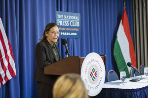 Jo Ann Barnhart, executive director of MFNA, speaks on US/Hungary relations at the National Press Club in Washington, DC. February 25, 2016.